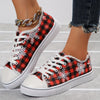 Christmas Charm: Women's Snowflake Plaid Print Low Top Canvas Shoes for Festive Flair