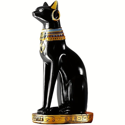 Resin Egyptian Goddess Cat Decorative Statue: A Majestic Ancient Egypt Bastet Sculpture for Exquisite Home Décor