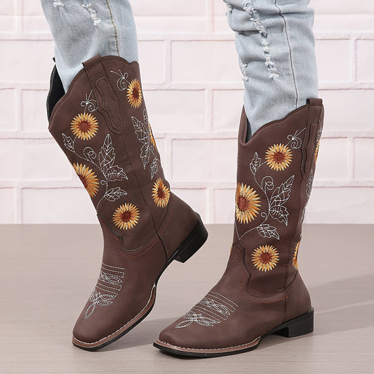 Sunflower Delight boots combine fashion and function. With stylish embroidery and a convenient zipper closure, these mid-calf western boots offer you a chic, comfortable look with the convenience of hassle-free dressing.
