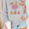 Cute and Comfortable Brain Letter Print Pullover: Women's Long Sleeve Crew Neck Sweatshirt