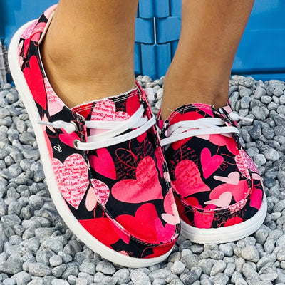 Heart Decor Print Loafers: Stylish and Comfortable Slip-On Shoes for Women
