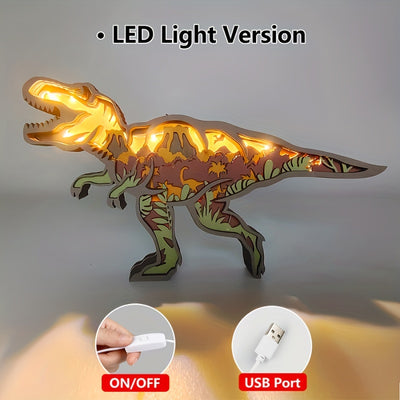 Tyrannosaurus Wooden Art Carving Night Light: A Roaring Addition to your Home Decor and an Ideal Gift for Men and Kids