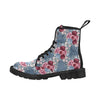 Floral Seamless Pattern Boots, Burgundy Navy Floral 1 Martin Boots for Women