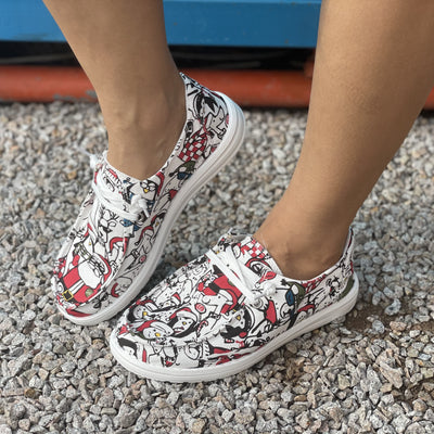 Stylish and Festive: Women's Christmas Pattern Canvas Shoes - Slip On Lightweight Shoes for Casual and Outdoor Comfort