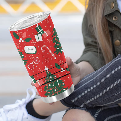 Stay Festive and Hydrated: 20oz Christmas Cup Stainless Steel Tumbler - Funny Print, Double Wall Vacuum Insulated Travel Mug - Perfect Gift for Parents, Relatives, and Friends!