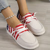 Trendy Star & US Flag Pattern Women's Canvas Shoes - Non-Slip Lace Up Flat Sneakers with Comfortable Loafers