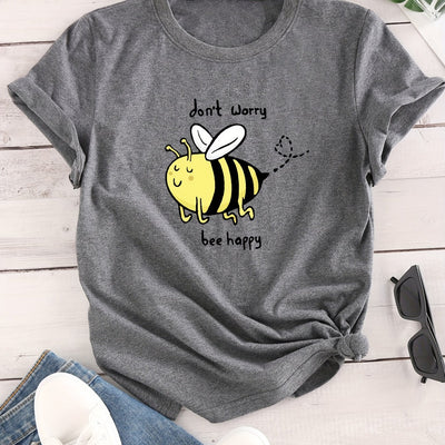 Buzzy Bee Cartoon Crew Neck T-Shirt: A Fun and Stylish Addition to Your Spring/Summer Wardrobe