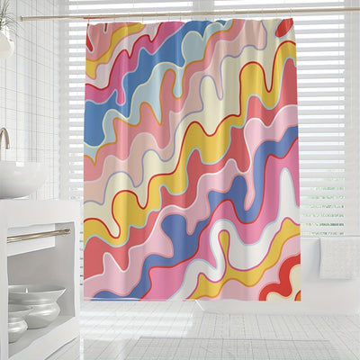 Bohemian Dazzle: Enhance Your Bathroom with this Multi-Purpose Shower Curtain featuring an Oil Painting Window Design