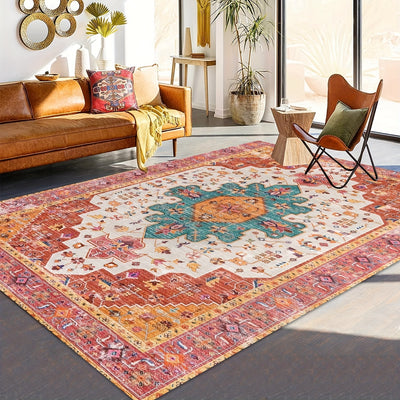 This Vintage Boho Foam Area Rug is the perfect addition to any living room, bedroom, or entryway. It is oil-proof and designed for quick-drying and absorbency, making it an ideal choice for homes with kids or pets. The rug’s vintage boho theme adds a unique touch to any decor.