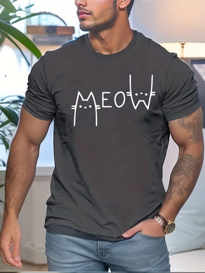 Cute Cartoon Cat Letter Print Tee: Cool and Comfy Men's Summer Shirt