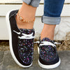 Women's Canvas Shoes with Glitter Star - Comfortable Lace-Up Casual Walking Shoes
