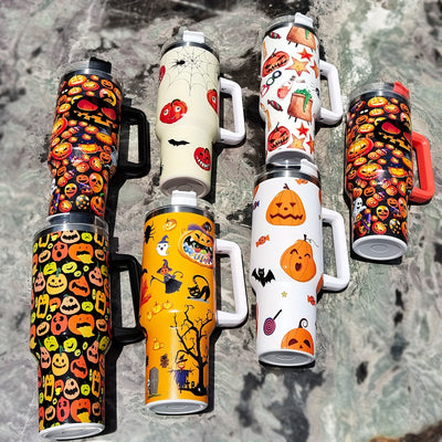 40oz Halloween Pumpkin Stainless Steel Thermal Water Bottle With Handle, The Perfect Gift for Any Occasion!