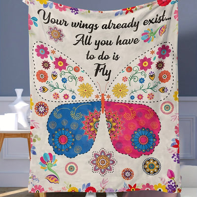 Fluttering Inspiration: A Multi-Purpose Butterfly Print Blanket for All Season Home Décor