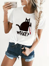 Cat Design Print Crew Neck T-Shirt: A Casual and Stylish Addition for Spring/Summer Women's Fashion