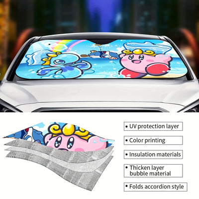 Car Windshield Heat Insulation: Premium UV Reflective Sunlight Sunscreen with Cartoon Design - Foldable and Portable Sunshade