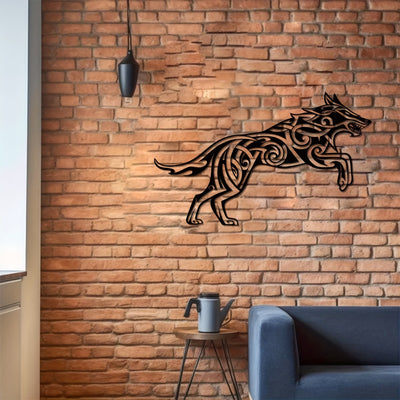 Fierce Guardian: Viking Wolf Metal Wall Decor - Celtic Inspired Fenrir Decoration for Viking Enthusiasts