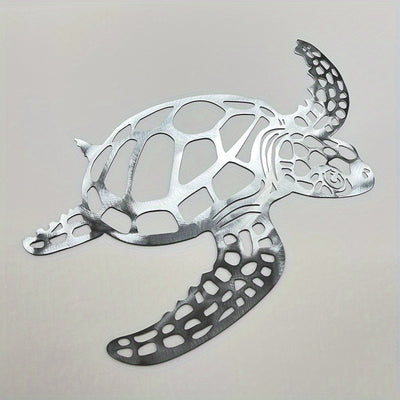 Metal Art Sea Turtle Ornament: A Charming Beach Theme Decor for Indoor Living Rooms