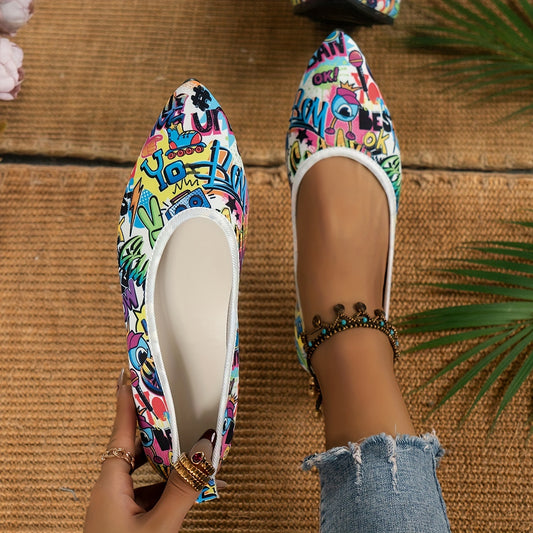 Graffiti Chic: Women's Casual Slip-On Flat Shoes provide lightweight comfort with standout style. The breathable material keeps your feet cool and dry, while the slip-on design provides an easy and secure fit. 