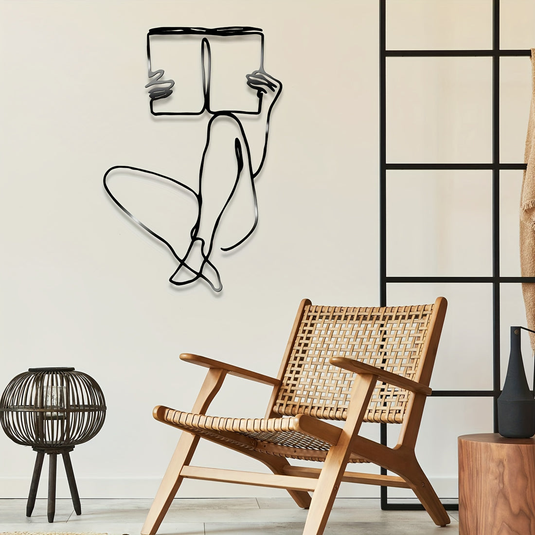 Elevate your home decor with the Contemporary Charisma: 3-Piece Metal Minimalist Abstract Woman Wall Art Set. This stunning set features metal abstract lines, adding a touch of minimalism and sophistication to your living room,