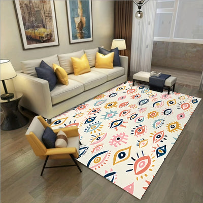 Colorful Eyes Pattern Area Rug: Anti-Slip Memory Foam Bath Mat for a Stylish and Comfortable Home