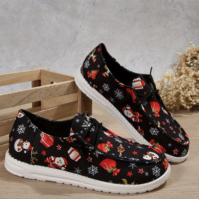 Christmas Delight: Colorful Patterned Casual Walking Shoes for Lightweight Festive Style