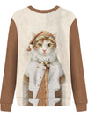 Stay cozy and stylish this Fall-Winter season with our Cute Cartoon Cat Print Pullover Sweatshirt. Made with a soft and comfortable fabric, this sweatshirt features a playful cat print that adds a touch of cuteness to any outfit. Perfect for a casual day out or a cozy night in, this sweatshirt is a must-have for cat lovers.