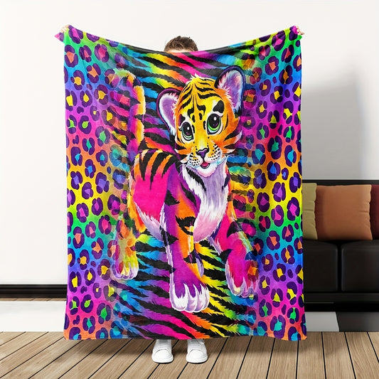 Whether snuggling up for warmth or adding a touch of color to your décor, the Cozy Flair flannel blanket is perfect. Its colorful leopard and tiger print design is sure to catch the eye, while its soft fabric ensures comfortable and cozy nights. Ideal for all ages, this blanket is perfect for travel, home décor, and gifting.