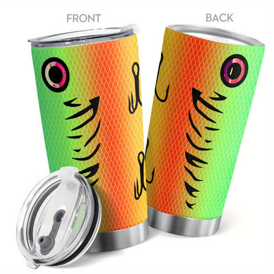 Stay Hydrated and Hooked: 20oz Fishing Lure Tumbler - Coffee Mug with Stainless Steel Insulation for Cold and Hot Beverages