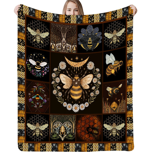 Bee-lovers can enjoy the luxuriously soft touch of the Bee Lover Blanket, featuring a vintage bee pattern. An ideal animal lover gift, this flannel throw blanket is perfect for cozy afternoons by the fireplace.