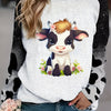 Trendy and Comfy Cow Print Pullover Sweatshirt - Women's Fashion for Fall/Winter