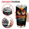 20oz Owl Patterned Vacuum Travel Tumbler: Stylish Stainless Steel Coffee Mug for Hot and Cold Beverages