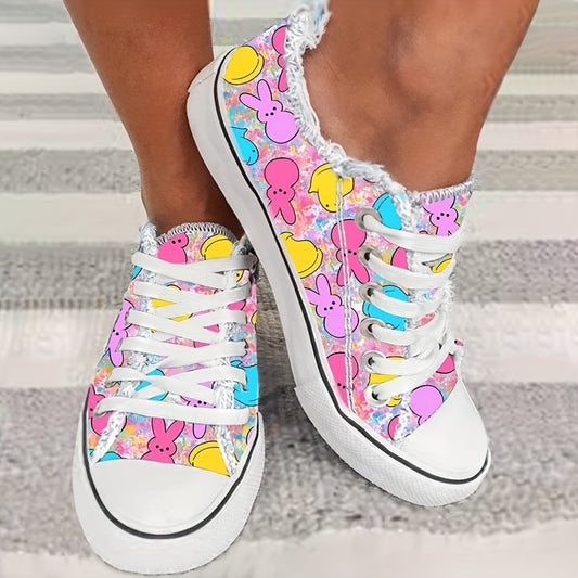 Bunny Print Canvas Shoes: Stylish and Comfortable Sneakers for Women