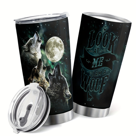 Our 20oz Wolf & Three Wolf & The Moon stainless steel travel tumbler is double-wall vacuum insulated and designed to keep your cold and hot drinks fresh for hours. The included lid is completely sealed to prevent leaks and spills. Drink in style and stay hydrated on the go!