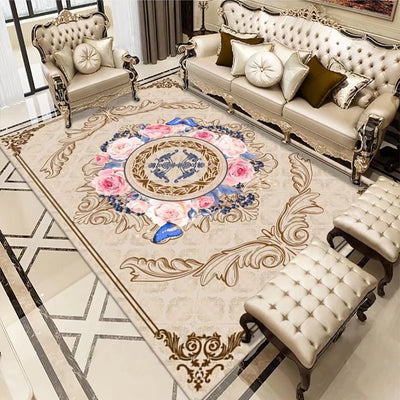 Luxurious Oriental Floral Area Rug: Soft Crystal Velvet, Non-Slip TPR Base, Anti-Fatigue & Machine Washable - 70.87 x 102.36 inches