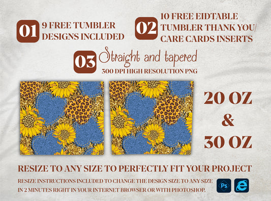 20 oz & 30 oz Skinny Tumbler Sublimation Designs, Sunflower Lover My Sunshine Sunflower Field Tumbler - PNG Digital Download