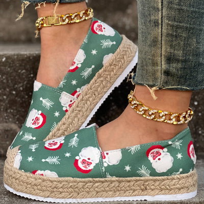 Festive Comfort: Women's Santa Claus Print Canvas Shoes for Stylish and Comfortable Christmas Celebrations