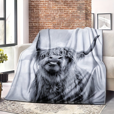 A sophisticated and snug addition to any home, this Grey Highland Cow Pattern Plush Bed Blanket is an ideal gift for cow lovers. Crafted from quality fabrics, the tapestry blanket features a unique grey Highland cow design for warmth and comfort.