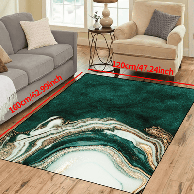 Stylish and Functional Marble Print Non-Slip Resistant Rug: Ideal for Living Room, Bedroom, Nursery, or Outdoor Patio