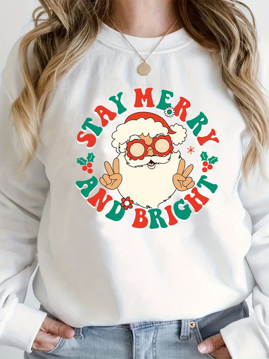 This sweatshirt features a stylish Santa Claus print, perfect for adding cheer to your winter outfit. Crafted with a fleece-lined fabric for extra warmth, it's the perfect choice for staying cozy and stylish this holiday season!