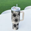 Ultimate Summer Thirst Quencher: 40oz Sunflower Tumbler with Lid and Straw - Stainless Steel Insulated Water Bottle for Refreshment On-the-Go!