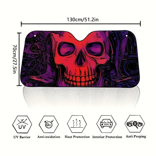 Spooky Skull Windshield Sunshade: Protect Your Car with Style this Halloween Season!