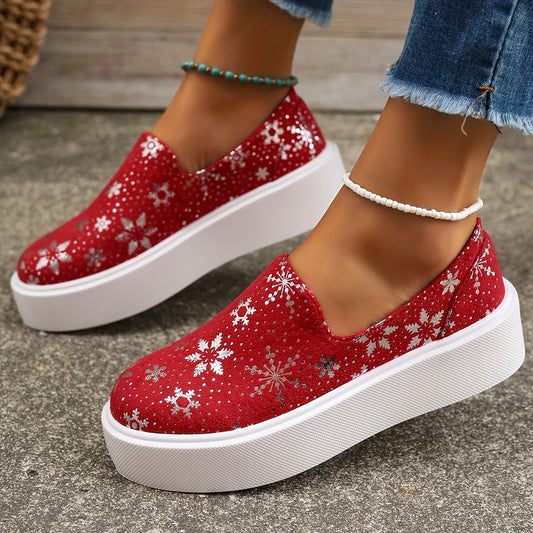 Stay stylish and secure on the ice with our Trendy Red Snowflake Pattern Skate Shoes. These lightweight, non-slip sport shoes provide both fashion and function for women. Perfect for skating with confidence and standing out on the rinkMaterial Fabric