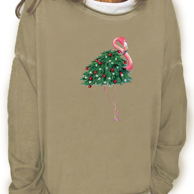 Festive Christmas Print Sweatshirt: Stylish and Comfortable Women's Casual Long Sleeve Crew Neck Sweatshirt