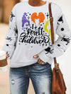 Halloween Color Graphic Art Print Sweatshirt, Casual Crew Neck Long Sleeve Sweatshirt, Women's Clothing