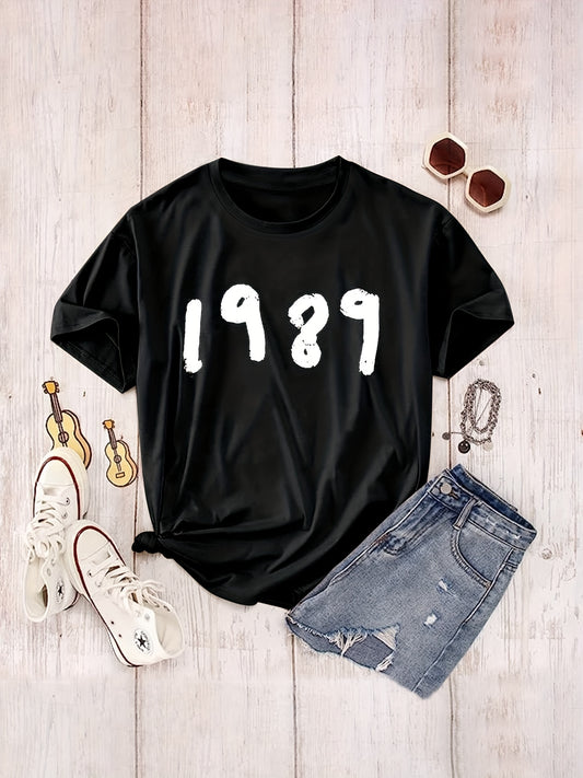 1989 Letter Print Crew Neck T-Shirt: A Stylish Summer Essential for Women's Casual Wardrobe