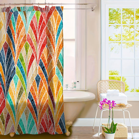 Vibrant Yellow Floral Watercolor Shower Curtain: Elevate Your Bathroom Décor with Flower and White Design, Easy to Maintain with Reinforced Metal Grommets and 12 Hooks