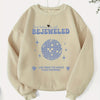 Glamorous Geometric Infusion: Bejeweled-Letter Graphic Print Sweatshirt for Women