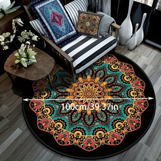 Boho Chic Mandala Circular Carpet: Soft, Comfortable, and Stylish Living Room Decor with Anti-Slip Design