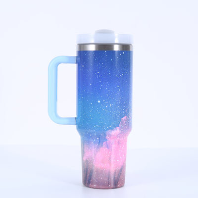 40oz Galaxy Sky Pattern Tumbler with Lid and Handle - Perfect Birthday Gift for Home and Kitchen