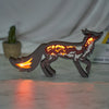 Enchanting Fox Wooden Art Animal Statues: Illuminate Your Space with LED Night Light Décor!